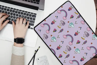 Produktbild von MuchoWow® Laptop Hülle 15 Zoll Muster - Regenbogen - Krone - Mädchen - Kinder - Kinder Laptoptasche - Laptoptasche - Sleeve - Rundum-Schutz