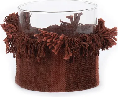 Image de Bougeoir velours bourgogne 15x15x15cm