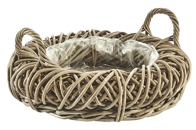 Produktbild von Kobolo Pflanzschale 50x12/20 cm Kranzform aus Rattan in Kubu grey - mit Folie Pflanzring Pflanztopf Pflanzgefäß Blumentopf Übertopf Blumenschale Korb