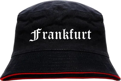 Produktbild von Frankfurt Anglerhut - Altdeutsche Schrift - Schwarz-Roter Fischerhut L/XL SchwarzRot