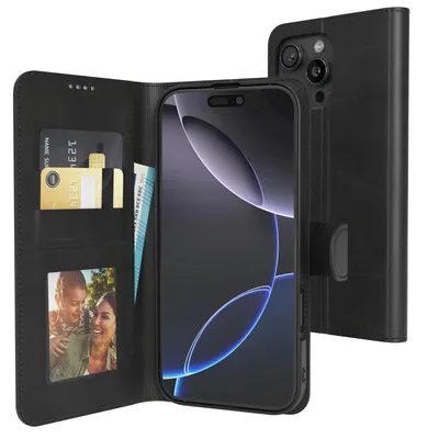Produktbild von EAZY CASE Business Hülle für Apple iPhone 16 Pro Max klappbar, Premium Kunstleder Handyhülle mit Kartenfach