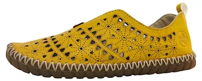Immagine prodotto di Scarpe da donna Rieker, mocassini, scarpe basse, colore giallo, per il tempo libero