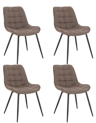 Produktbild von HOME DELUXE - Polsterstuhl IKALO 4er Set - Farbe: Grau / Braun - weiche Polsterung, bis 120 kg belastbar I Küchenstuhl Speisestühle Esszimmerstühle