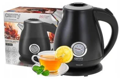 Obrázok produktu pre Camry | Kettle with a thermometer | CR 1344 | Electric | 2200 W | 1.7 L | Stainless steel | 360° rotational base | Black