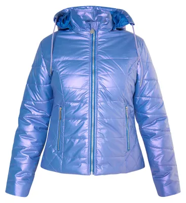 Produktbild von Damen Jacke mit integrierter Kapuze und Stehkragen, in der Farbe Lila, Größe M