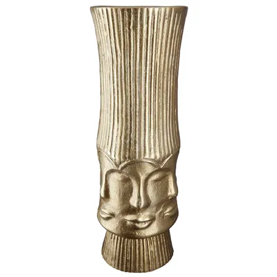 Zdjęcie produktu dla Gilde Gesichtsvase, "Face", Gesichtsmotiv, Aluminium, goldfarben, VE 1, H. 35 cm, D. 11.5 cm 60181 4063387601815