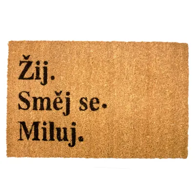 Obrázok produktu pre HOME ELEMENTS Rohožka z kokosových vlákien 40 x 60 cm, Žij, směj se, miluj