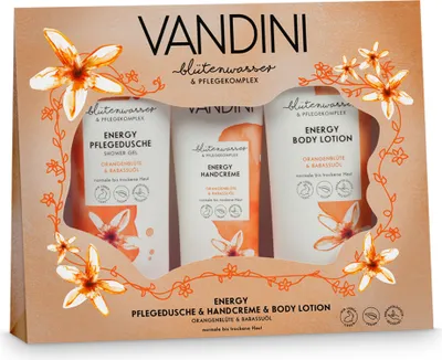 Produktbild von VANDINI Energy Wellness Geschenkset Frauen - Wellness Geschenkset Body Lotion, Duschgel & Handcreme - Pflegeset Damen