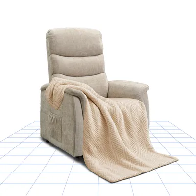 Produktbild von FLEXISPOT Relaxsessel, Massagesessel mit verstecktem Becherhalter, Armlehnen-Aufbewahrung, Heizfunktion, USB & Decke für Wohnzimmer (Beige)