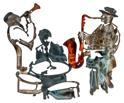 Produktbild von Wanddeko, Wandbild Jazzband mit Instrumenten 69x58cm aus Metall Formano