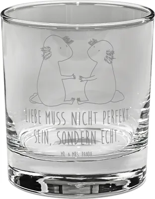 Produktbild von Mr. & Mrs. Panda Glas Axolotl Liebe - Transparent - Geschenk, Longdrinkglas, Tumbler, Jahrestag, gravur, Cocktailglas, Gin, Valentinstag