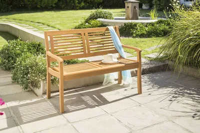 Produktbild von CASAYA Gartenbank Paolo 2-Sitzer Teakoptik, Eukalyptus Hartholz Holzbank