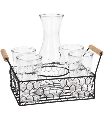 Produktbild von Excellent Houseware-Servierset für Erfrischungsgetränke, Glas/Metall, 30 x 17 cm, transparent/schwarz