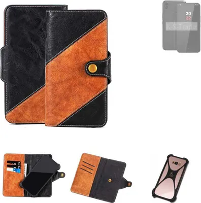 Produktbild von K-S-Trade Handyhülle Schutzhülle Bookstyle Case Wallet-Case kompatibel mit Volla Phone 22 Handy Cover Bumper Klapphülle schwarz hellbraun 1x