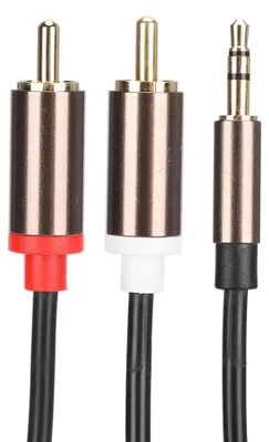 Obrázok produktu pre Audio kábel pre reproduktory, počítačový kábel pre subwoofer, príslušenstvo k telefónu, 2 v 1, 3,5 mm samec na 2 RCA, dĺžka 2 metre