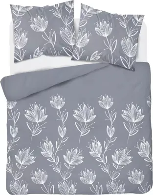 Produktbild von Bettwäsche, Flanellbettwäsche, dick und warm 140x200cm 4946b Grau, Blumen