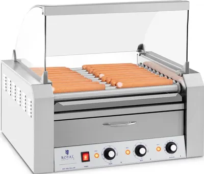 Obrázek produktu pro Válcový gril s krytem a ohřívací zásuvkou na 20 hotdogů 2600W 230V Royal Catering