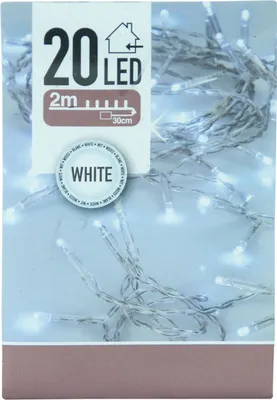 Packaging for a string of 20 LED lights.