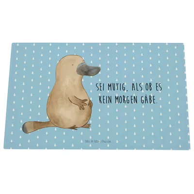 Produktbild von Mr. & Mrs. Panda Glas Schneideplatte Schnabeltier Mut - Blau Pastell - Geschenk, schneidbrett, Raodtrip, Training, Arbeit, Küchenschneidebrett, Büro, Schneidebrett, Meer