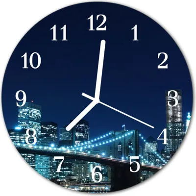 Produktbild von Glasuhr Wanduhr Küchenuhr Echt-Glas 30fi cm Skyline blau