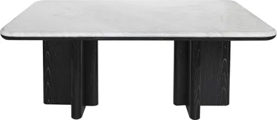 Produktbild von Couchtisch aus Marmor und Eschenfurnier – Schwarz-Weiß – ZANESKA