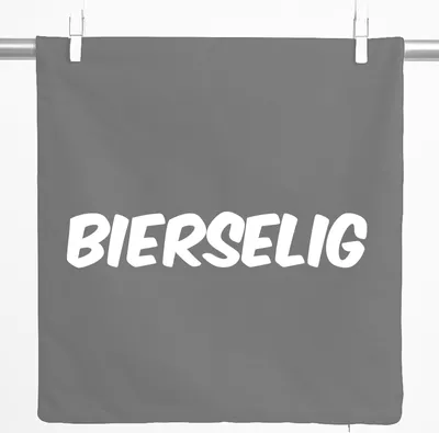 Produktbild von Huuraa Kissenbezug Bierselig Schriftzug 40x40cm Steel Grey Baumwolle Dekokissenbezug Geschenkidee