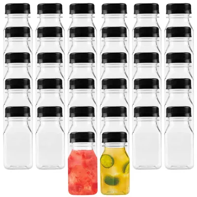 Produktbild von Omgoods – Set mit 36 Mini-Kunststoffflaschen mit schwarzen Verschlüssen, 120 ml