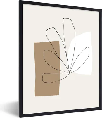 Produktbild von MuchoWow® Gerahmtes Poster Blumen - Minimalismus - Pastell 60x80 cm - Poster mit Schwarzem Bilderrahmen Wandposter Rahmen Foto Bilder - Premium - Wanddeko Wohnzimmer