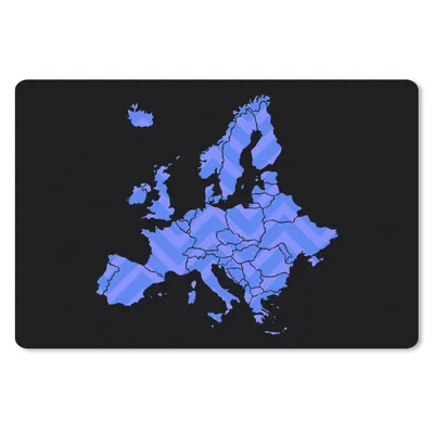 Produktbild von MuchoWow® Schreibtischunterlage Karte Europa - Muster - Blau 60x40 cm - XXL Mauspad - Großes Mauspad