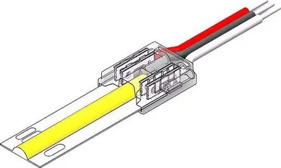 Produktbild von LED Strip-zu-Kabel Schnellverbinder – 3-polig, lötfrei, für 10 mm COB LED-Streifen mit 15 cm Anschlusskabel