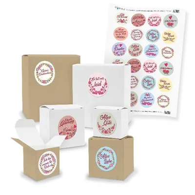 Produktbild von itenga SET Vintage Blumen Sprüche (Motiv 66 V03) 24x kleine Geschenkboxen mit St