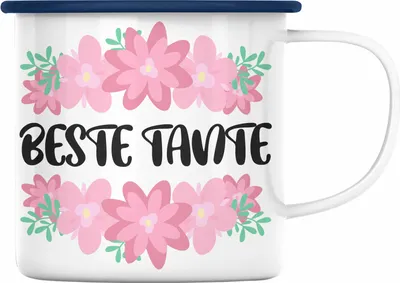 Produktbild von Trendation - Beste Tante Emaille Tasse Geschenk Lustig Spruch - Beste Tante - Emaille Emaille Tasse Lieblingstante Geschenkidee (Blau)