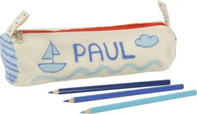Produktbild von EDUPLAY 230037 Schlampermäppchen, 100% Baumwolle, Ø 7cm, 23 cm, blanko zum bemalen & selbst gestalten, natur (4er Pack)