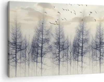 Produktbild von Bild auf Leinwand - Leinwandbild - Einteilig - Bäume Vögel Himmel - 70x50cm - Wand Bild - Wanddeko - Wandbilder - Leinwanddruck - Bilder - Wanddekoration - Leinwand bilder - Wandbild - AA70x50-4546
