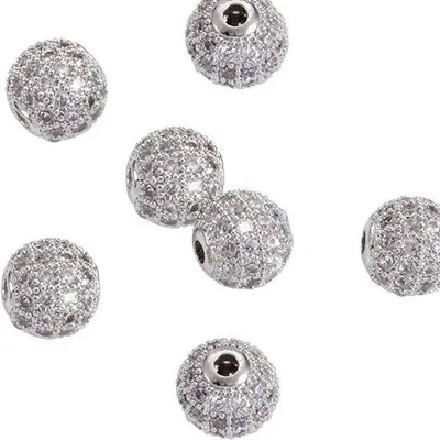 Obrázek produktu pro Kulaté korálky zirkonu, 8 mm - ušlechtilé kovy - náramky, korálky pro výrobu šperků