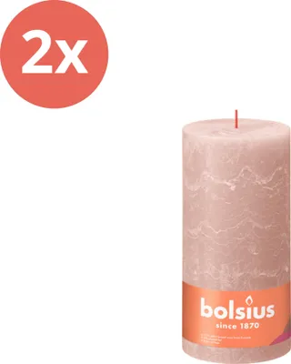 Immagine prodotto di Bolsius - Candela a colonna rustica - 200/100 - 1 pezzo per confezione - Rosa nebbioso - Confezione risparmio - 2 pezzi