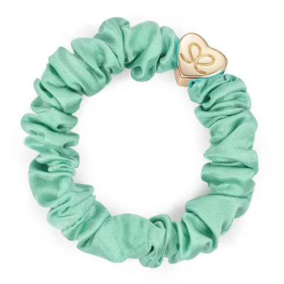 Produktbild von By Eloise London Gold Heart Silk Scrunchie Mint