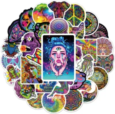 Obrázok produktu pre Nálepky – psychedelické vzory – 50 ks