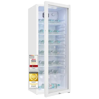 Produktbild von Exquisit Glastürkühlschrank 237 l | für bis zu 71 Flaschen | Energieklasse C | Isolierglastür | Umluftkühlung | LED-Beleuchtung | 6 Gitterablagen | Tü