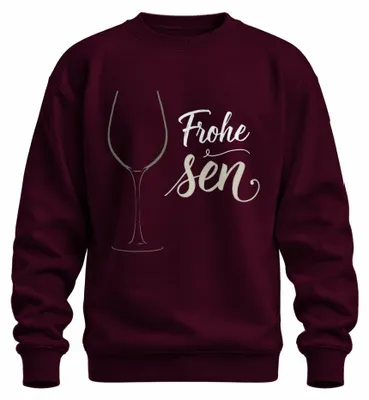 Productafbeelding van Vrolijk cadeau voor wijnliefhebbers, voor wijnvrienden, voor een wijnavond of een wijnproeverij. Uni sweatshirt, model pullover, kleur: bordeauxrood, maat: XXL