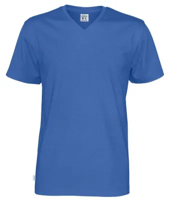 Produktbild von Cottover - T-Shirt für Herren/Damen Uni, V-Ausschnitt, Baumwolle ET549 (L) (Königsblau)