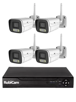 Zdjęcie produktu dla Zestaw 4 kamer zewnętrznych, RobiCam Bullet, rejestrator NVR