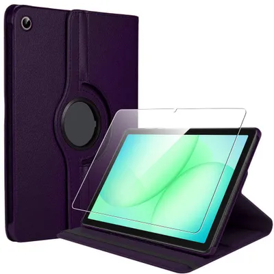 Image de Coque + Verre Trempé pour Samsung Galaxy Tab A11 Plus / A9 Plus, Protection Etui Rotatif 360° - Violet