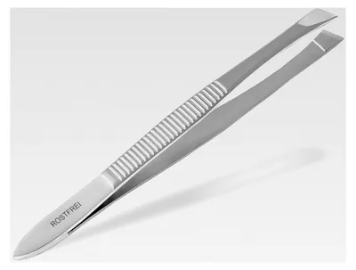Produktbild von Pinzette mit schrägem Kopf - 8 cm - rostfreies Edelstahl