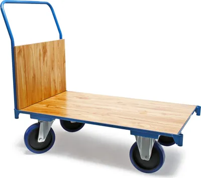 Obrázek produktu pro Přepravní vozík Wiltec s plošinou do 600 kg 100x60 mm, přepravní vozík s plnými gumovými pneumatikami, příďovou rukojetí a brzdou, přepravní vozík