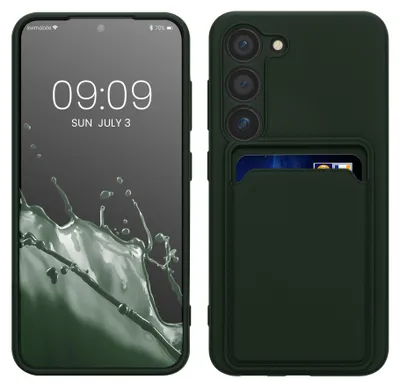Produktbild von kwmobile Handyhülle für Samsung Galaxy S23 Hülle mit Kartenfach - TPU Case - Kabelloses Laden - Schutzhülle Cover in Dunkelgrün