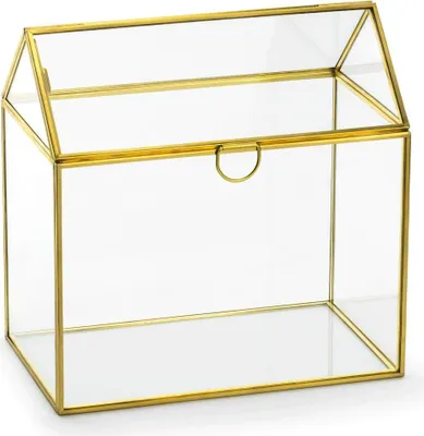 Image de Boîte à cartes Mariage 21cm verre transparent / or