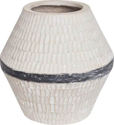 Produktbild von BELIANI Blumenvase Beige u. Grau aus Magnesiumoxid Rund 29 x 29 x 30 cm Boho Stil Indoor Outdoor