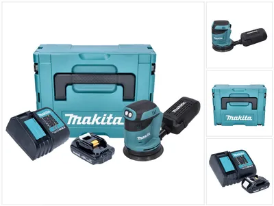 Obrázek produktu pro Makita DBO 180 SY1J 18 V 125 mm akumulátorová orbitální bruska + 1x 1,5 Ah baterie + nabíječka + Makpac