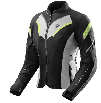 Immagine prodotto di Giacca da moto in tessuto impermeabile Rebelhorn Hiflow 5 da donna, nero/grigio/giallo, taglia S